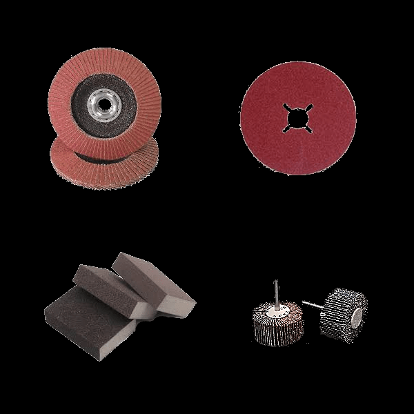 other abrasive overview | flap disc, flap wheel, catridge roll, sanding block, fibre disc